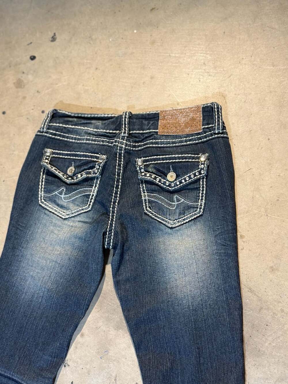 Almost Famous Embellished Pocket Denim Jeans Dark Wash